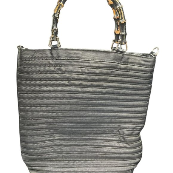 Handbags - Gucci Soho Black Nylon Tote Bag with Bamboo Handles